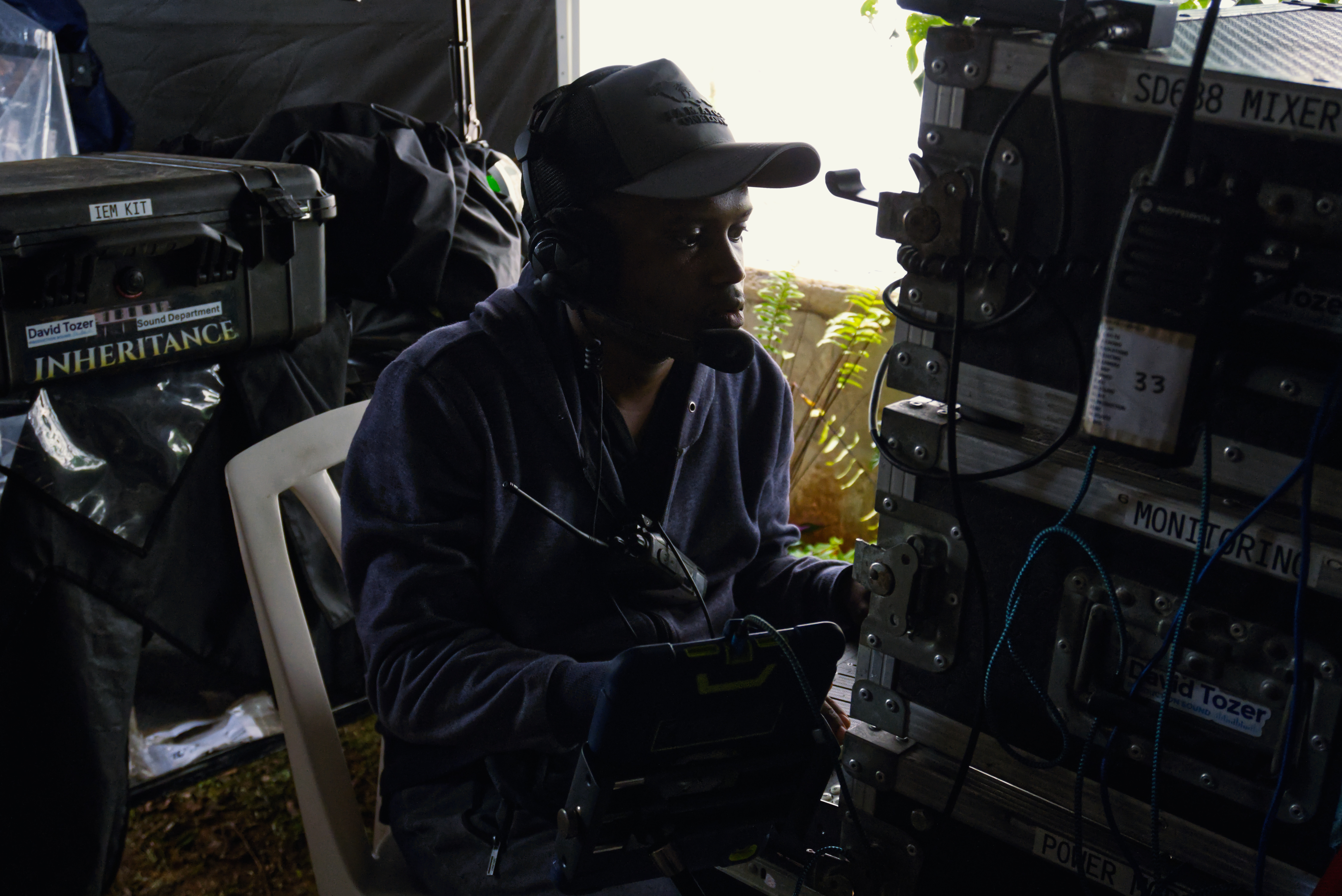 Milton at the sound cart on the set of Possession